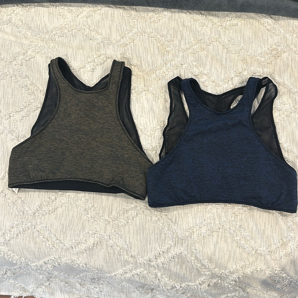 Pair of high neck layered sports bra tops - FP Movement